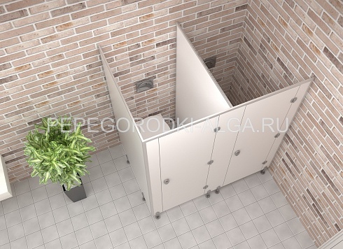 Изображение Сантехнические туалетные перегородки из HPL пластика 2 кабины (каркас профиль) 